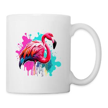 Flamant rose / Animal / Rose / Tropical / Longues pattes - Mug blanc - blanc - Droite