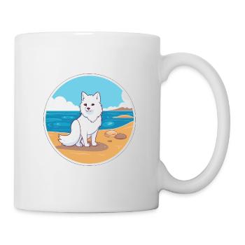 Arktisfuchs Aquarell Cartoon Kawaii Clipart Haustier - Tasse - Weiß - Rechts