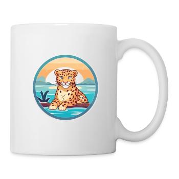 Amur Leopard Watercolor Cartoon Kawaii Clipart Pet - Mug - white - Right