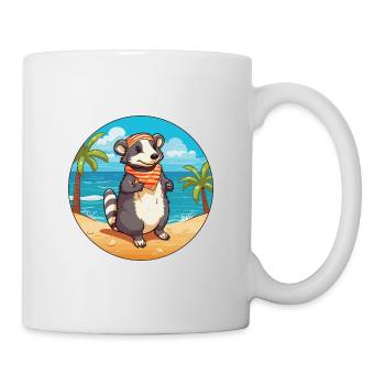 Blaireau Aquarelle Dessin Animé Kawaii Clipart Animal - Mug blanc - blanc - Droite