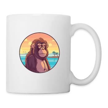 Babouin aquarelle dessin animé Kawaii Clipart Animal - Mug blanc - blanc - Droite