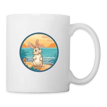 Hase Aquarell Cartoon Kawaii Clipart Tier - Tasse - Weiß - Rechts
