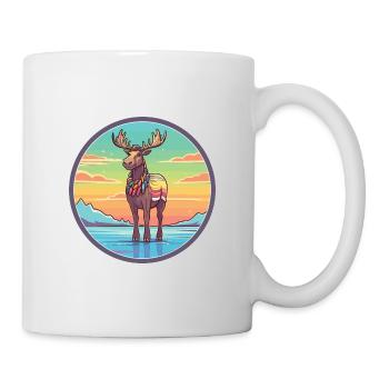 Karibu Aquarell Karikatur Kawaii Clipart Tier - Tasse - Weiß - Rechts