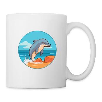 Dolphin Watercolor Cartoon Kawaii Clipart Animal - Mug - white - Right