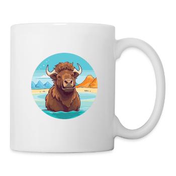 Bison Watercolor Cartoon Kawaii Clipart Animal - Mug - white - Right