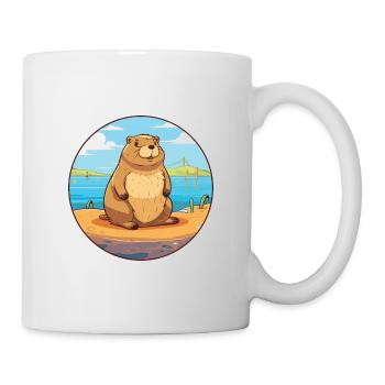 Beaver Watercolor Cartoon Kawaii Clipart Animal - Mug - white - Right