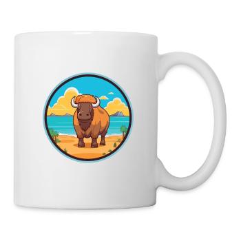 Buffalo Watercolor Cartoon Kawaii Clipart Animal - Mug - white - Right