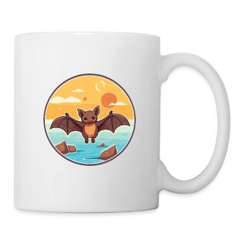 Fledermaus Aquarell Cartoon Kawaii Clipart Tier - Tasse - Weiß - Rechts
