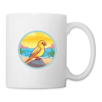 Canari oiseau aquarelle dessin animé Kawaii Clipart animal de compagnie - Mug blanc - blanc - Droite