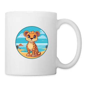 Cheetah Watercolor Cartoon Kawaii Clipart Animal - Mug - white - Right