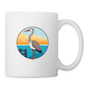 Crane Watercolor Cartoon Kawaii Clipart Animal - Mug - white - Right