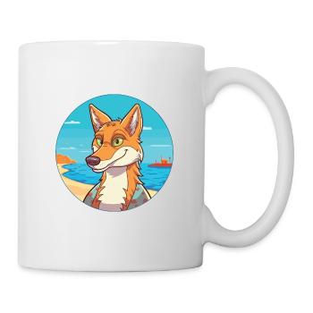 Coyote Watercolor Cartoon Kawaii Clipart Animal - Mug - white - Right