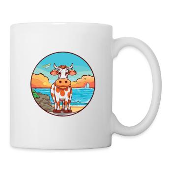 Vache aquarelle dessin animé kawaii clipart animal - Mug blanc - blanc - Droite