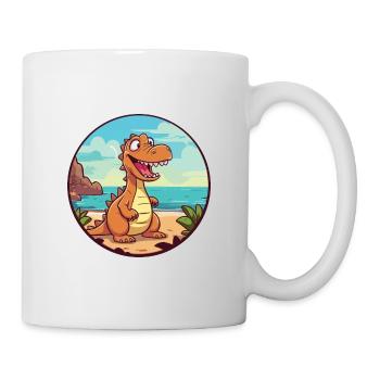 Dinosaurier Aquarell Cartoon Kawaii Clipart Tier - Tasse - Weiß - Rechts