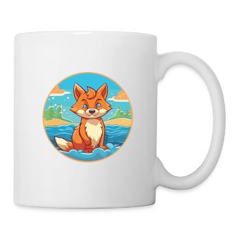 Fox Watercolor Cartoon Kawaii Clipart Animal - Mug - white - Right