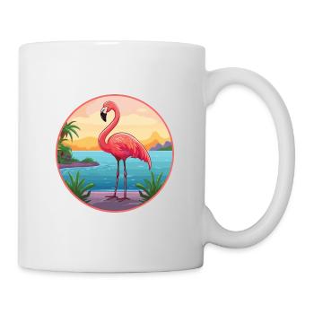 Flamant rose aquarelle dessin animé Kawaii Clipart Animal - Mug blanc - blanc - Droite