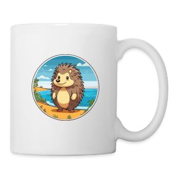 Igel Aquarell Karikatur Kawaii Clipart Tier - Tasse - Weiß - Rechts