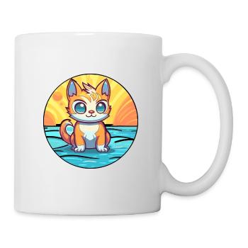 Chaton aquarelle dessin animé Kawaii Clipart Animal - Mug blanc - blanc - Droite