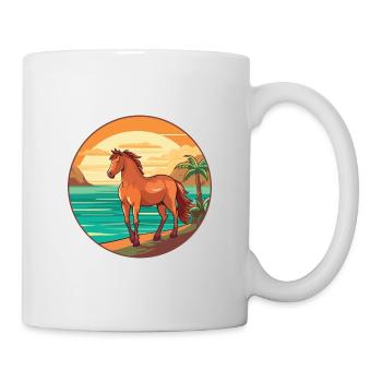 Pferd Aquarell Karikatur Kawaii Clipart Tier - Tasse - Weiß - Rechts