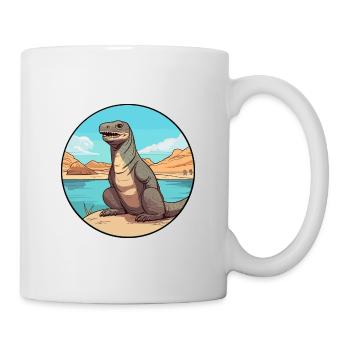 Komodo Dragon Aquarelle Dessin Animé Kawaii Animal - Mug blanc - blanc - Droite
