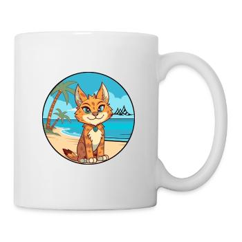 Luchs Aquarell Cartoon Kawaii Clipart Tier - Tasse - Weiß - Rechts