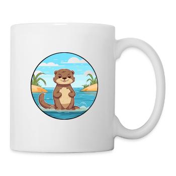 Loutre aquarelle dessin animé Kawaii Clipart Animal - Mug blanc - blanc - Droite