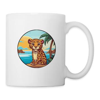 Leopard Aquarell Cartoon Kawaii Clipart Tier - Tasse - Weiß - Rechts