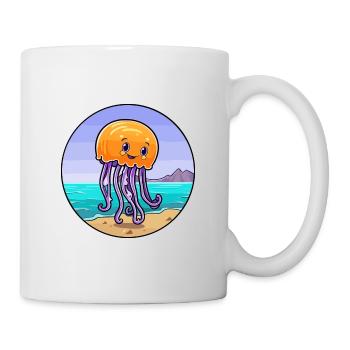 Méduse aquarelle dessin animé Kawaii Clipart Animal - Mug blanc - blanc - Droite