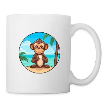Monkey Watercolor Cartoon Kawaii Clipart Animal - Mug - white - Right