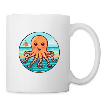 Poulpe aquarelle dessin animé kawaii Clipart Animal - Mug blanc - blanc - Droite