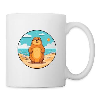 Murmeltier Aquarell Cartoon Kawaii Clipart Tier - Tasse - Weiß - Rechts