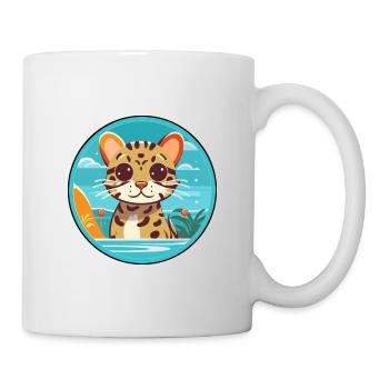 Ocelot Watercolor Cartoon Kawaii Clipart Animal - Mug - white - Right
