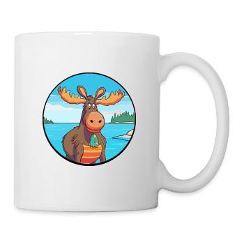 Moose Watercolor Cartoon Kawaii Clipart Animal - Mug - white - Right