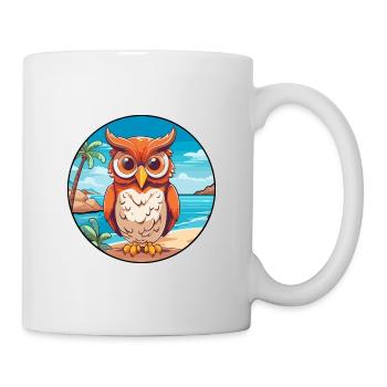 Owl Watercolor Cartoon Kawaii Clipart Animal - Mug - white - Right