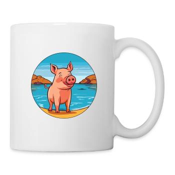 Pig Watercolor Cartoon Kawaii Clipart Animal - Mug - white - Right