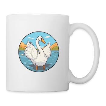 Cygne aquarelle dessin animé Kawaii Clipart Animal - Mug blanc - blanc - Droite