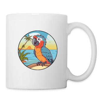 Papagei Aquarell Cartoon Kawaii Clipart Tier - Tasse - Weiß - Rechts