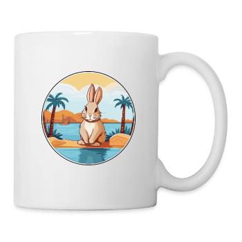 Kaninchen Aquarell Cartoon Kawaii Clipart Tier - Tasse - Weiß - Rechts
