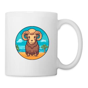 Ram Watercolor Cartoon Kawaii Clipart Animal - Mug - white - Right