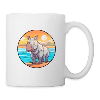 Rhino Watercolor Cartoon Kawaii Clipart Animal - Mug - white - Right