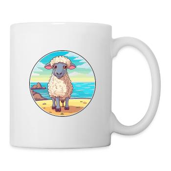 Schaf Aquarell Cartoon Kawaii Clipart Tier - Tasse - Weiß - Rechts