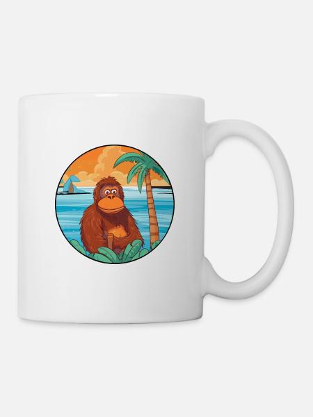 Orang-Utan Aquarell Cartoon Kawaii Clipart Tier - Tasse - Weiß