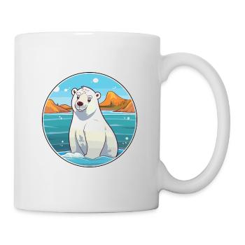 Polar Bear Watercolor Cartoon Kawaii Clipart Pet - Mug - white - Right