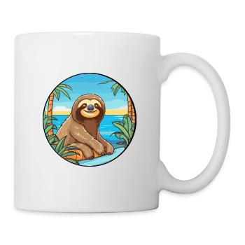 Paresseux aquarelle dessin animé Kawaii Clipart Animal - Mug blanc - blanc - Droite