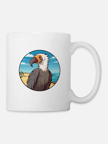 Vulture Watercolor Cartoon Kawaii Clipart Animal - Mug - white