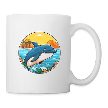 Baleine aquarelle dessin animé Kawaii Clipart Animal - Mug blanc - blanc - Droite