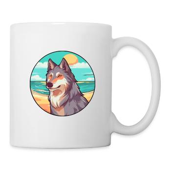 Wolf Aquarell Cartoon Kawaii Clipart Tier - Tasse - Weiß - Rechts
