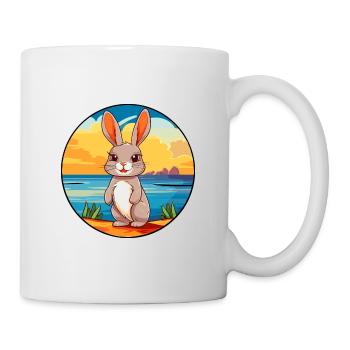 Hase Aquarell Cartoon Kawaii Clipart Tier - Tasse - Weiß - Rechts