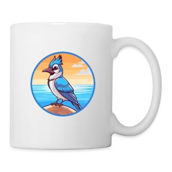 Blue Jay Watercolor Cartoon Kawaii Clipart Animal - Mug - white - Right