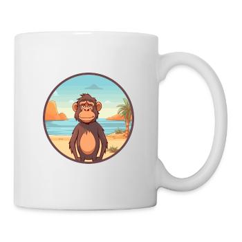 Babouin aquarelle dessin animé Kawaii Clipart Animal - Mug blanc - blanc - Droite